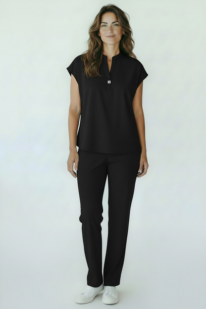 WOMEN'S FLEX MANDARIN COLLAR SCRUB TOP