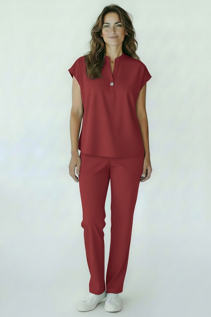 WOMEN'S FLEX MANDARIN COLLAR SCRUB TOP